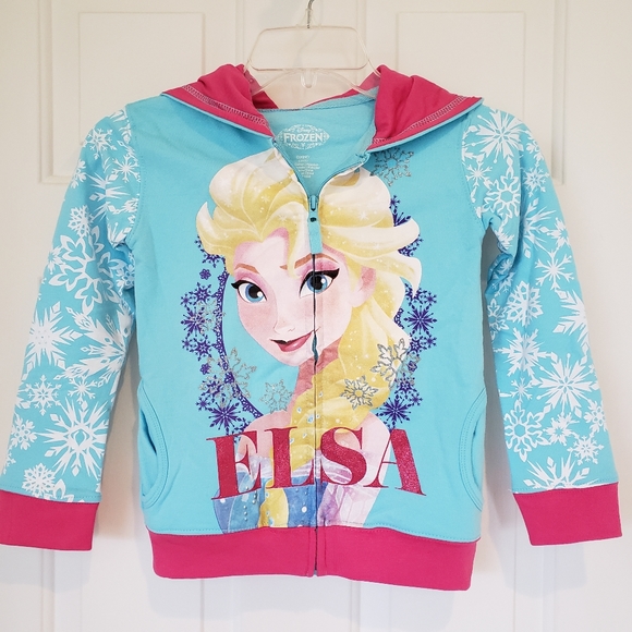 Disney Frozen Princess Elsa Crown 👑 Hoodie Girls Size 4-5 NWT New - Picture 2 of 9